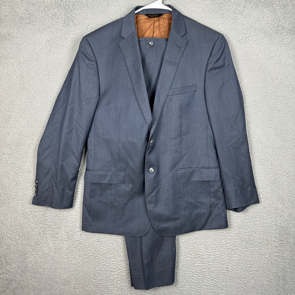 Jos A Bank Suit Men 42R Joseph Slim Fit Blue Wool Micro Check 36X30 Pants Casual